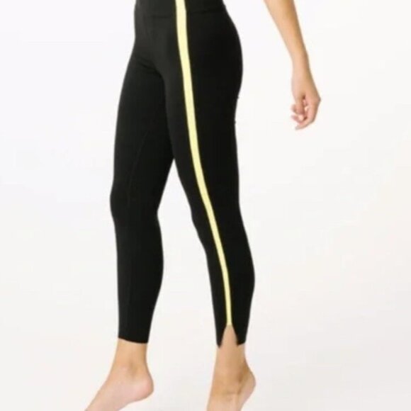 ZYIA Pants - ZYIA Active Black and Yellow Neon Stripe 7/8 Leggings
